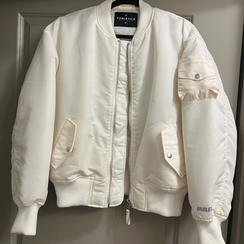 Fabletics Women's Ivory Bomber Jacket